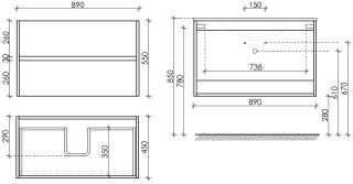 Подвесная тумба под раковину Sancos Urban UR90W 90см белый глянец